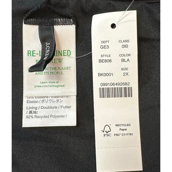 2/$15 NWT J. Crew Ribbed High-Rise Cheeky Bikini Bottom Black High-Cut Size 2X - Picture 8 of 11